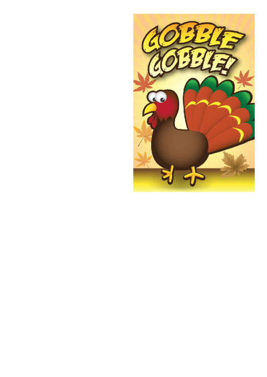 Gobble Turkey Thanksgiving Card Template Printable pdf
