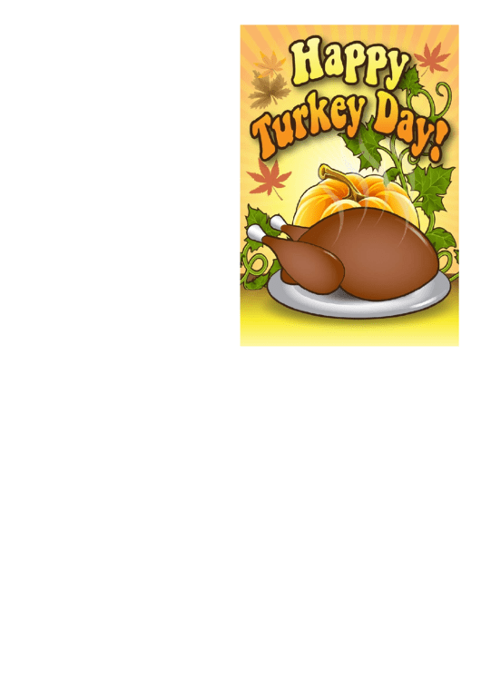 Happy Turkey Day Thanksgiving Card Template Printable pdf
