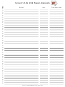 Grocery List Template With Sugar Amount