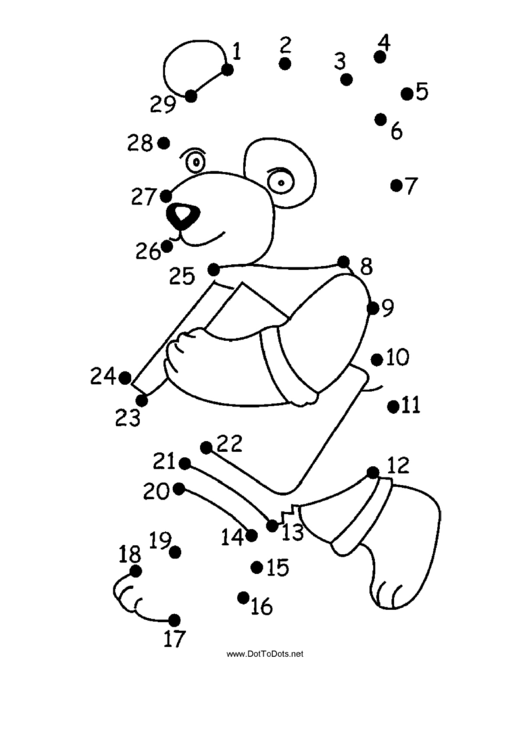 Bear In Clothes Dot-To-Dot Sheet Printable pdf