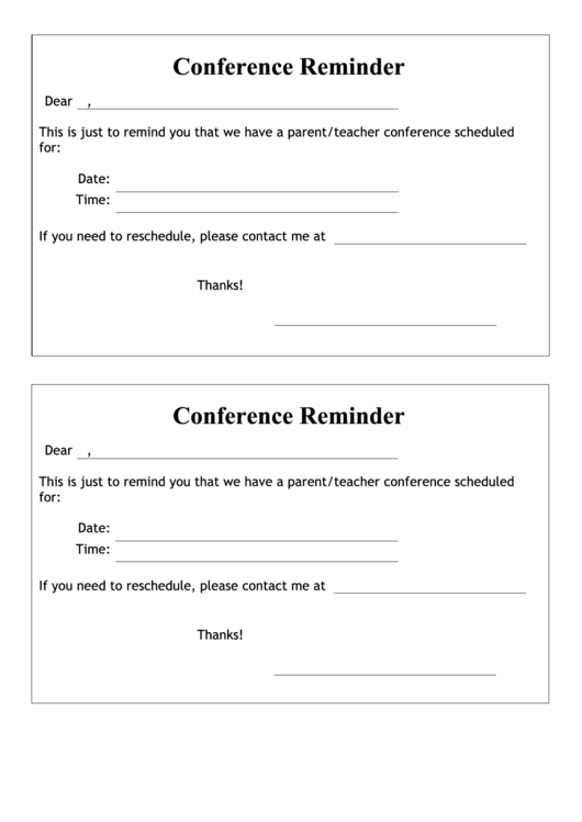 Conference Reminder Printable pdf