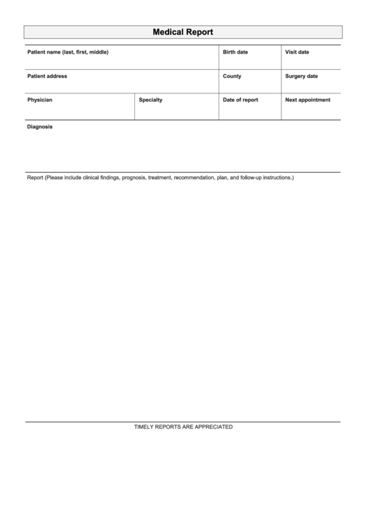 Medical Report Printable pdf