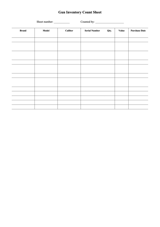 Free Printable Gun Inventory Sheet