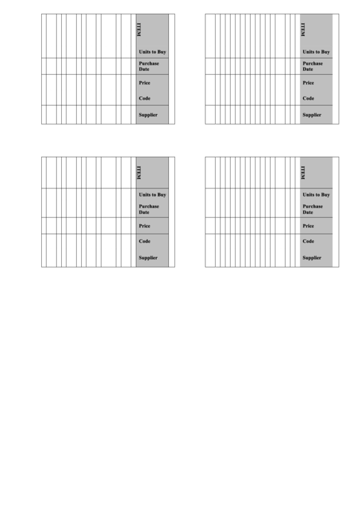 Inventory Management Card Templates - Black And White Printable pdf