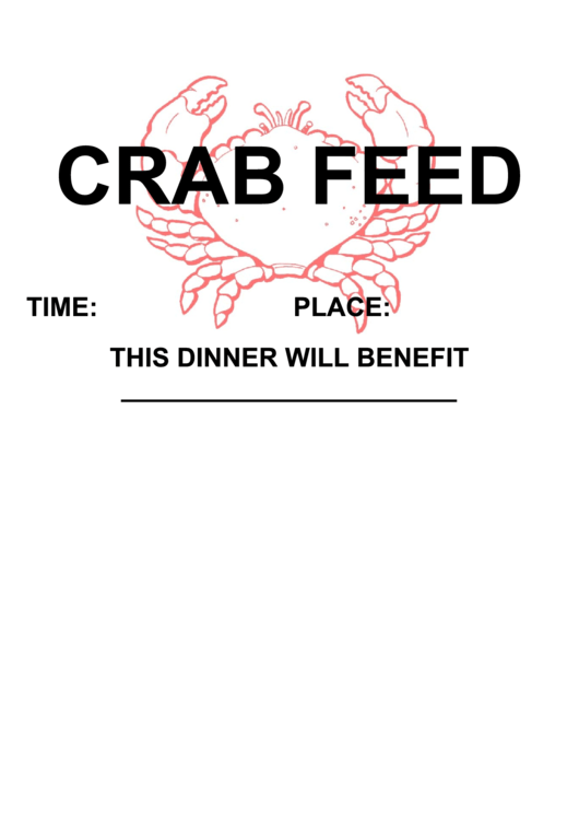 Crab Feed Fundraiser Sign Printable pdf
