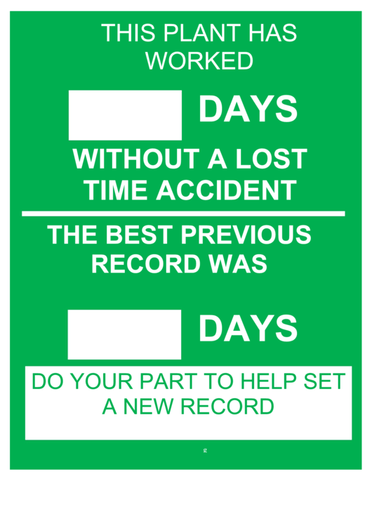 Plant Safety Record Sign Printable pdf