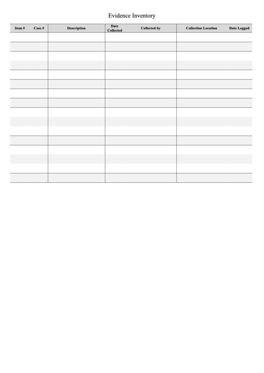Evidence Inventory Printable pdf