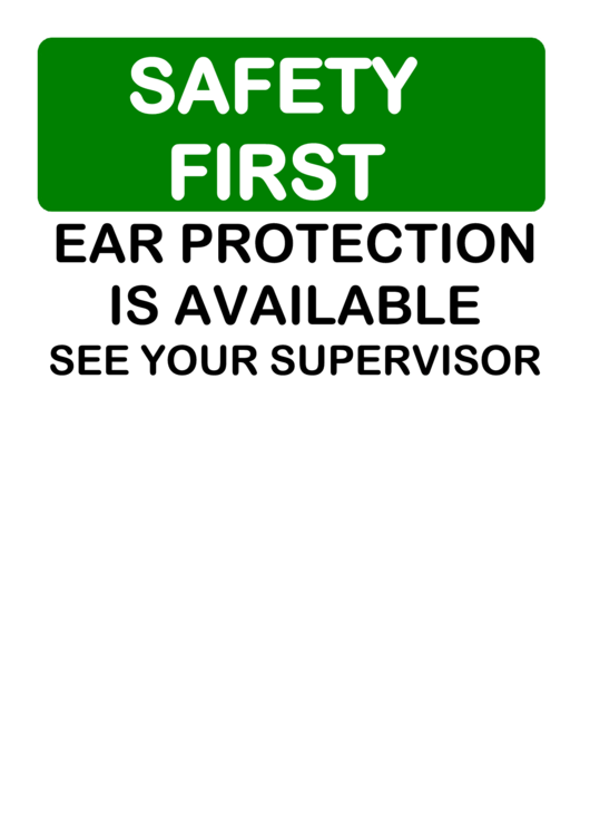 Safety Ear Protection Printable pdf