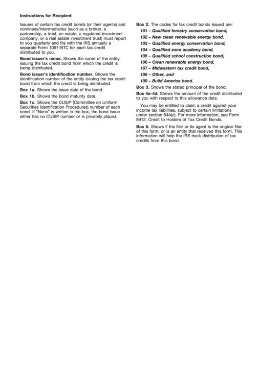 Instruction 1097-Btc- 2010 Printable pdf