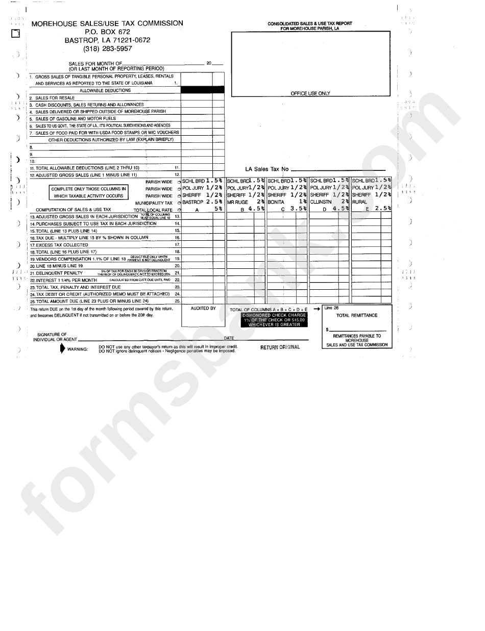 Morehouse Sales/use Tax Commission