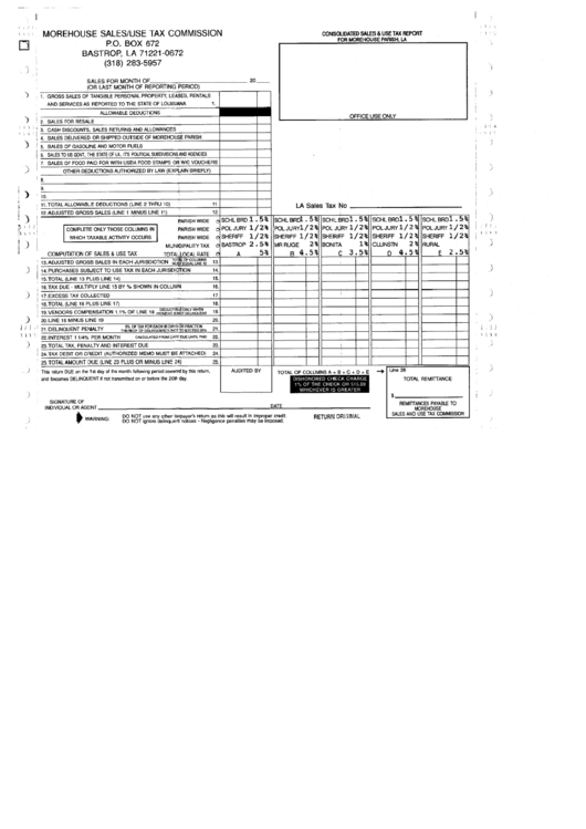 Morehouse Sales/use Tax Commission Printable pdf