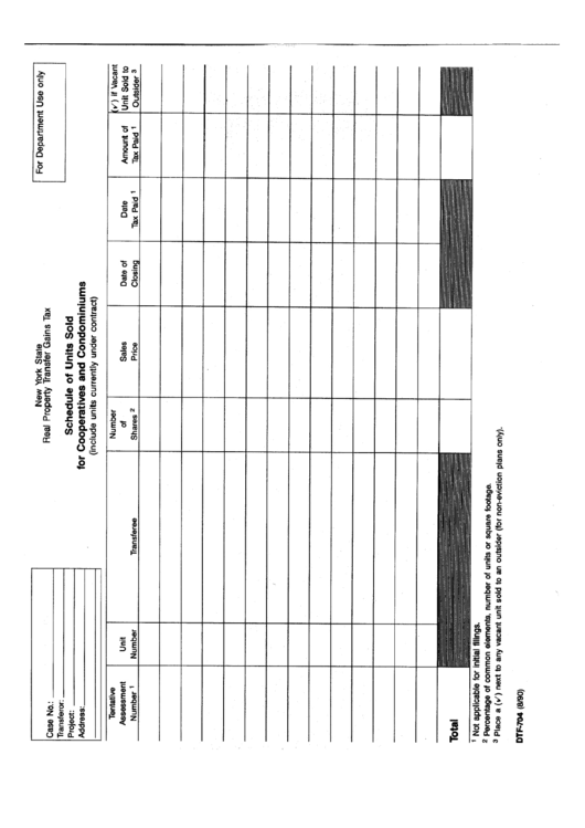 Form Dtf-704 - Schedule Of Units Sold For Cooperatives And Condominiums Printable pdf