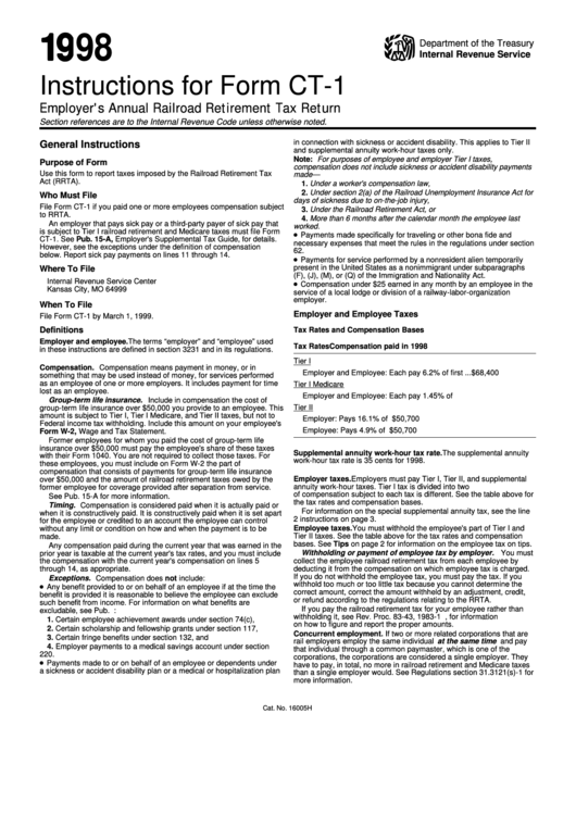 Instructions For Form Ct-1 - Employer