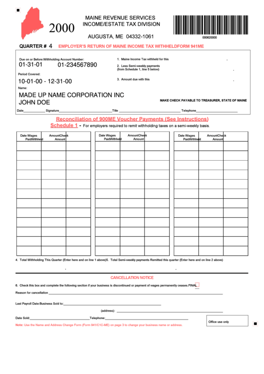 Form 941me - Employer