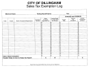 Sales Tax Exemption Log - City Of Dillingham