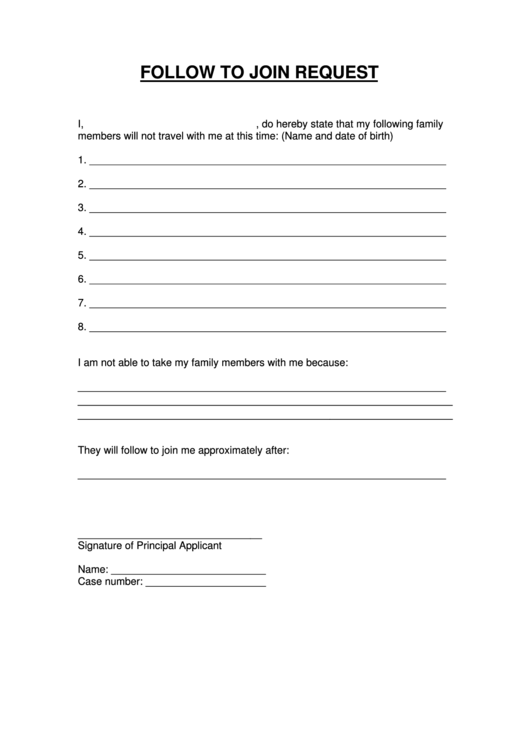 Follow To Join Request Form Printable pdf