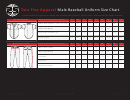 Male Baseball Uniform Size Chart