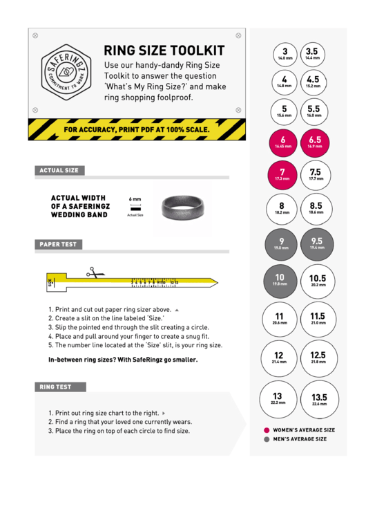 Ring Size Toolkit Printable pdf