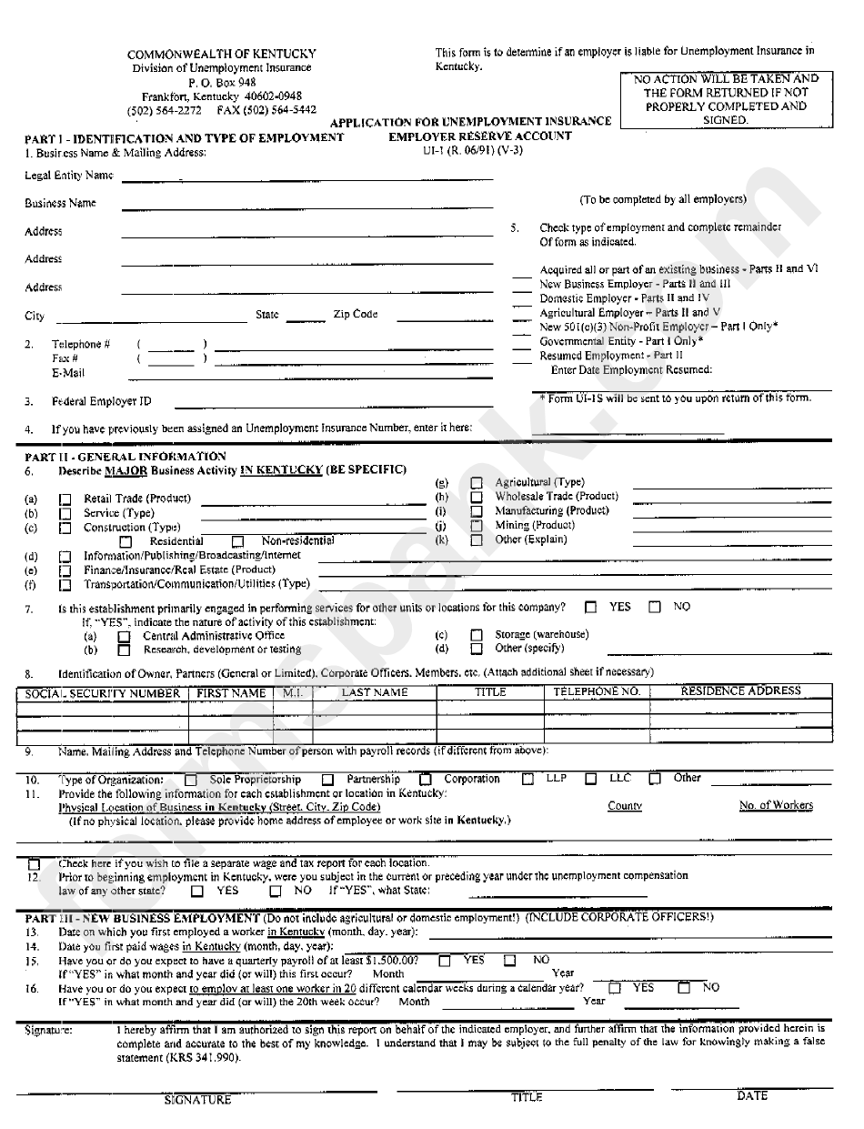 Application For Unemployment Insurance Emploter Reserve Account