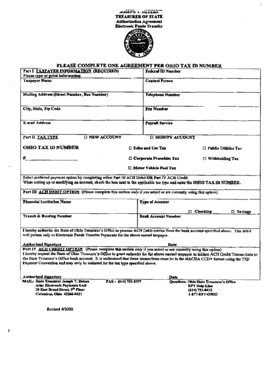Authorization Agreement Electronic Funds Transfer Form Printable pdf