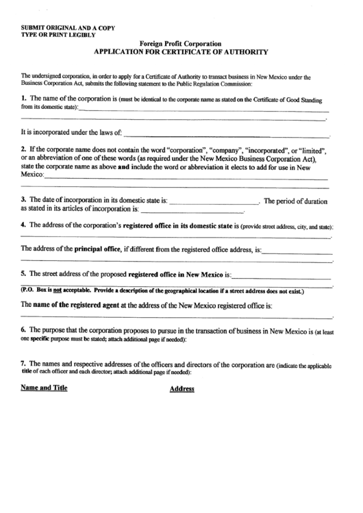 Form Fpr - Application For Certificate Of Authority - Foreign Nonprofit Corporation - Statement Of Acceptance Of Appointment By Designated Initial Registered Agent Printable pdf