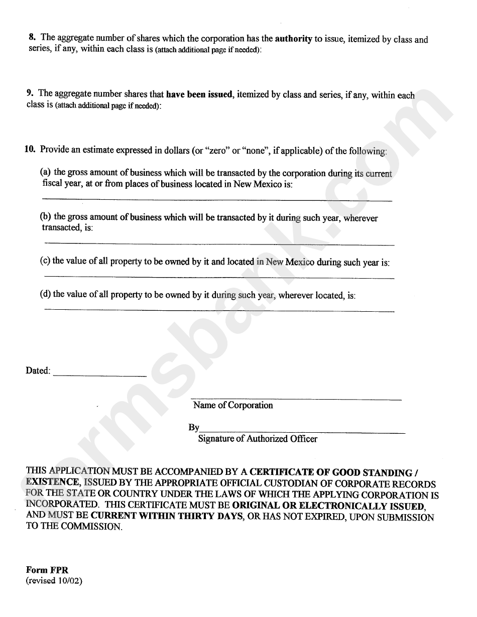 Form Fpr - Application For Certificate Of Authority - Foreign Nonprofit Corporation - Statement Of Acceptance Of Appointment By Designated Initial Registered Agent