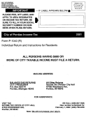 Instructions For Form P-1040(r) - City Of Pontiac Income Tax - 2001