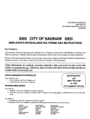 Instructions For City Of Saginaw Employer's Withholding Tax - 2003