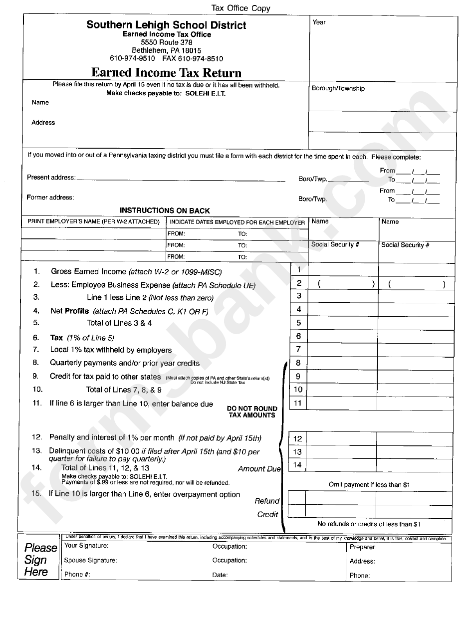 Earned Income Tax Return