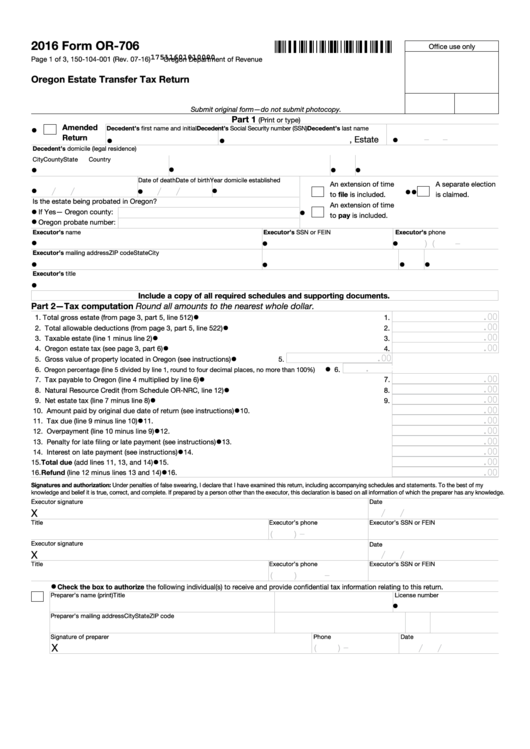 fillable-form-or-706-oregon-estate-transfer-tax-return-2016-printable-pdf-download