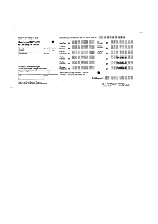 Form 160 - Combined Return For Michigan Taxes Printable pdf