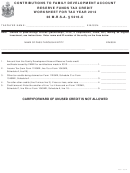 Contributions To Family Development Account Reserve Funds Tax Credit Worksheet - 2012
