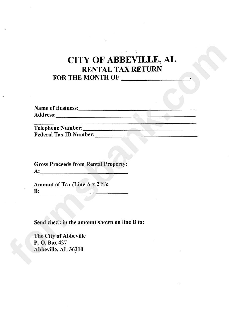 Rental Tax Return - City Of Abbeville