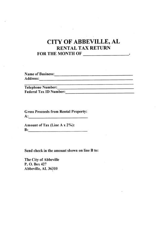 Rental Tax Return - City Of Abbeville