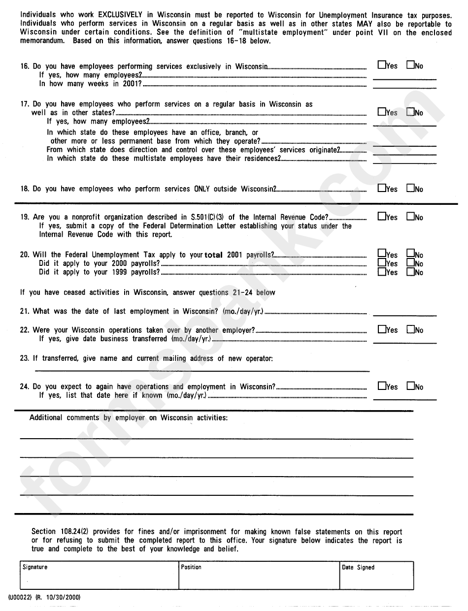 Form Uct-43 - Preliminary Report For 2001