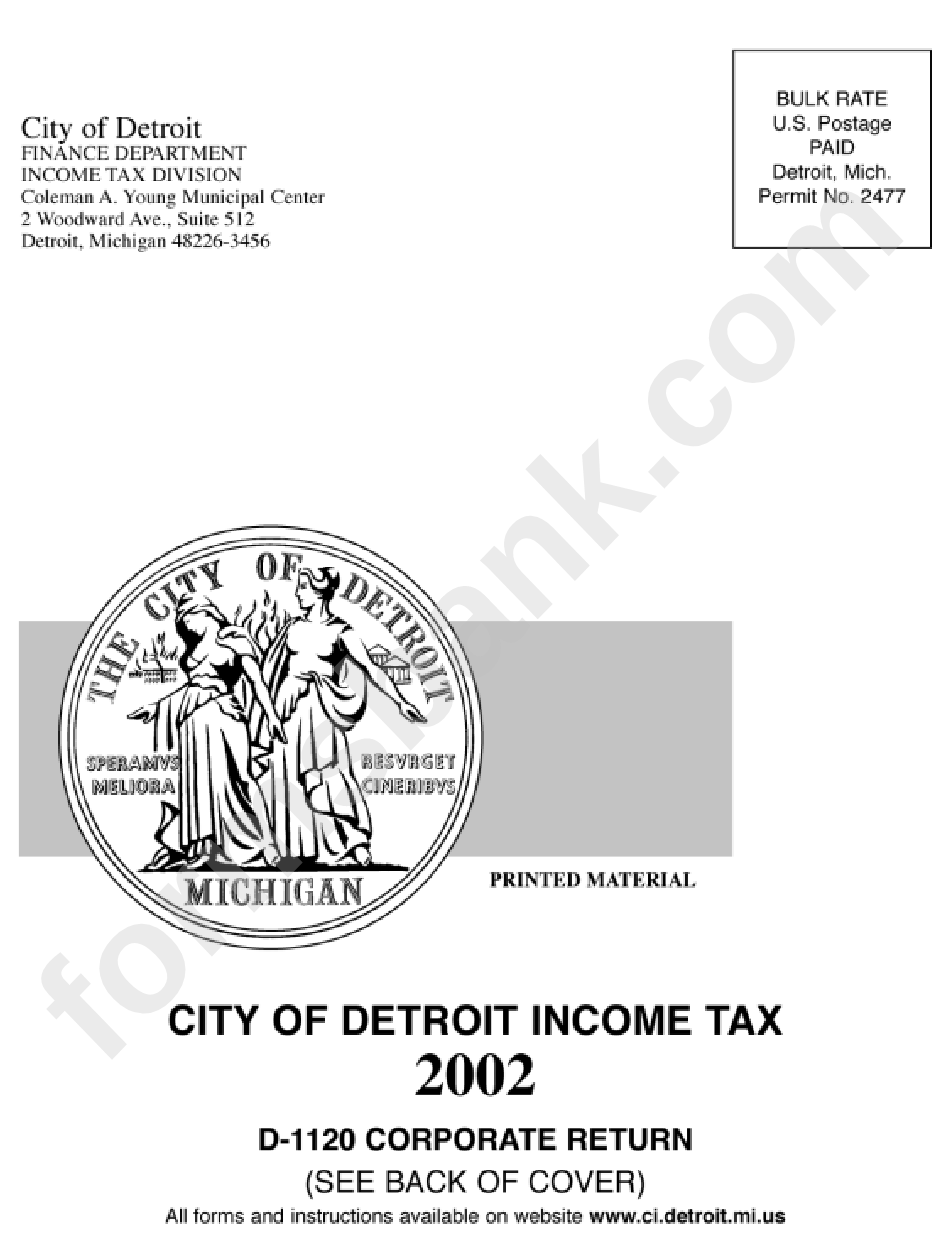 Instructions For Form D-1120 Corporate Return - 2002