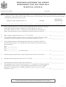 Research Expense Tax Credit Worksheet For Tax Year - 2013
