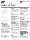 Instructions For Schedule A (form 990 Or 990-ez) - 2001