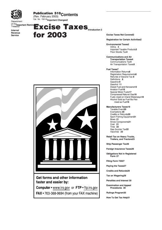Publication 510 - Excise Taxes - 2003 Printable pdf