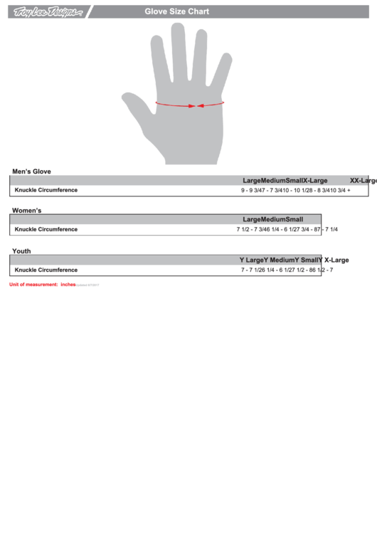 Troylee Design Glove Size Chart Printable pdf