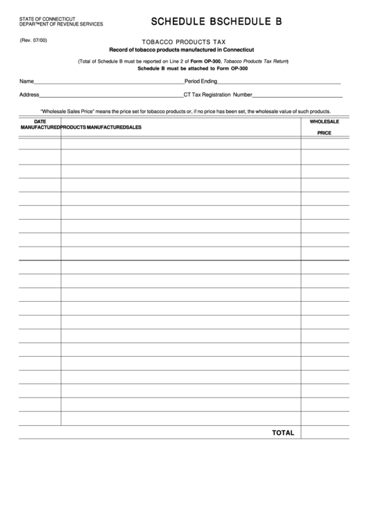 Schedule B - Tobacco Products Tax Printable pdf