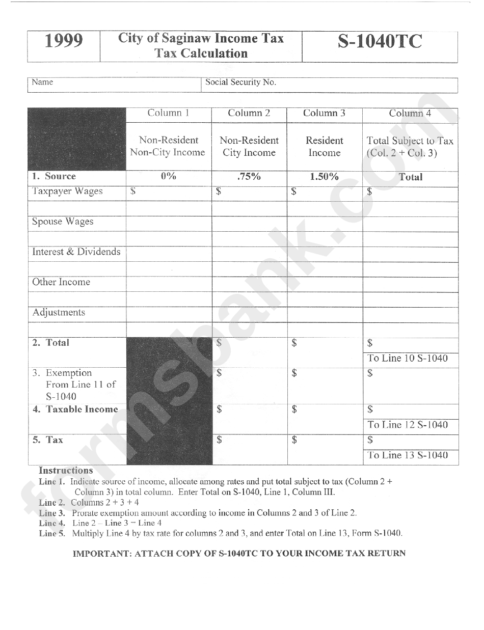 form-s-1040tc-tax-calculation-city-of-saginaw-income-tax-1999
