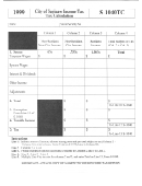 Form S-1040tc - Tax Calculation - City Of Saginaw Income Tax - 1999