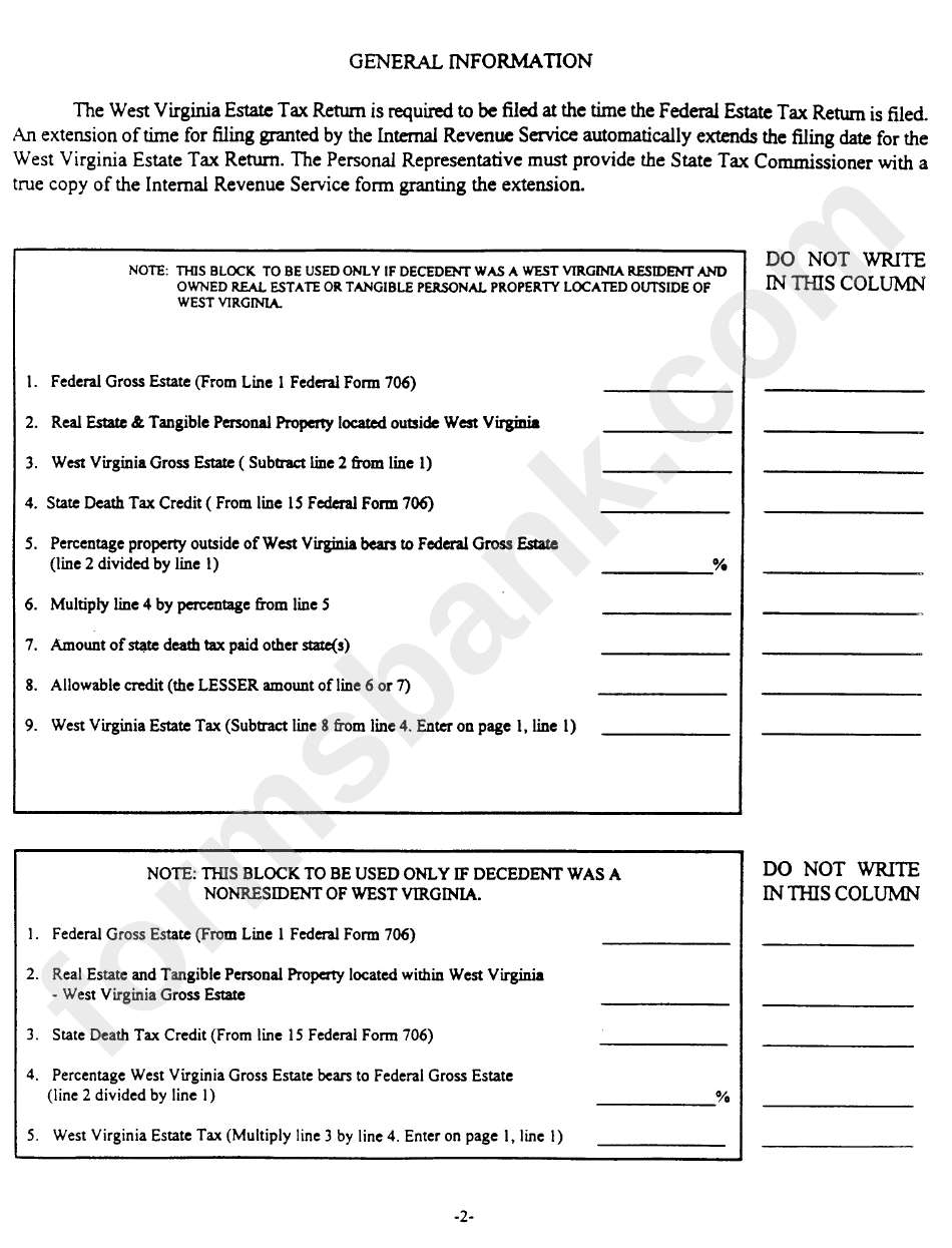 Form Est 76 - Estate Tax Return - West Virginia Department Of Tax & Revenue