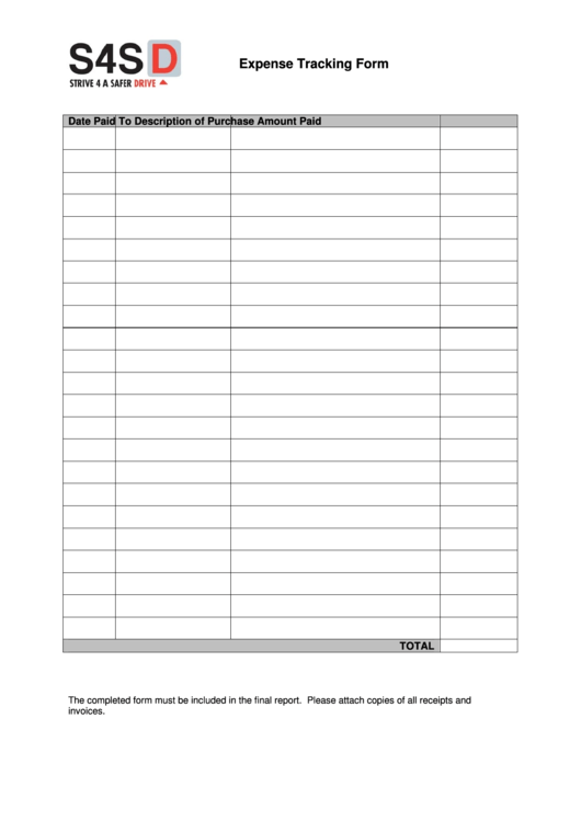 Fillable Expense Tracking Form Printable pdf
