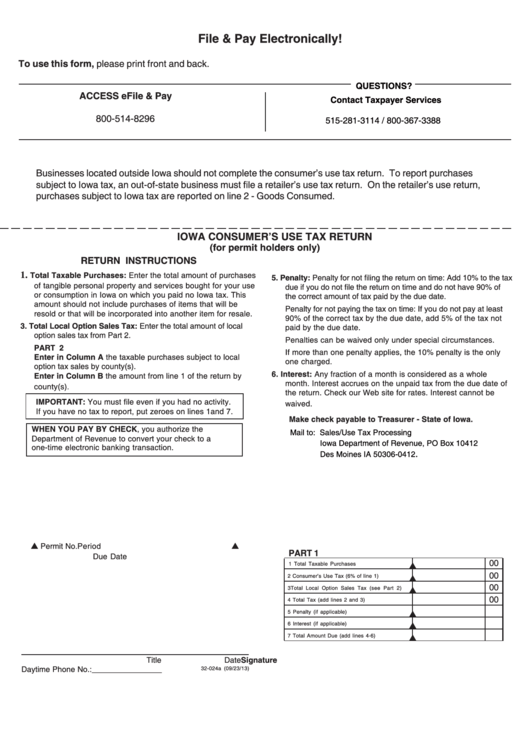 Form 32-024 - Iowa Consumer