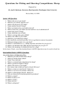 Questions For Fitting And Showing Competitions: Sheep Printable pdf