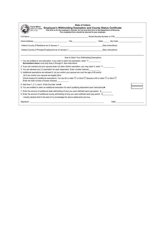 Fillable Form Wh-4 - Employee