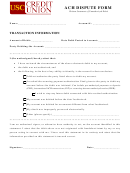Ach Dispute Form - Written Statement Of Unauthorized Debit - Usc Credit Union
