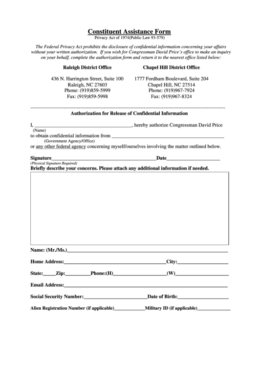 Fillable Constituent Assistance Form Printable pdf